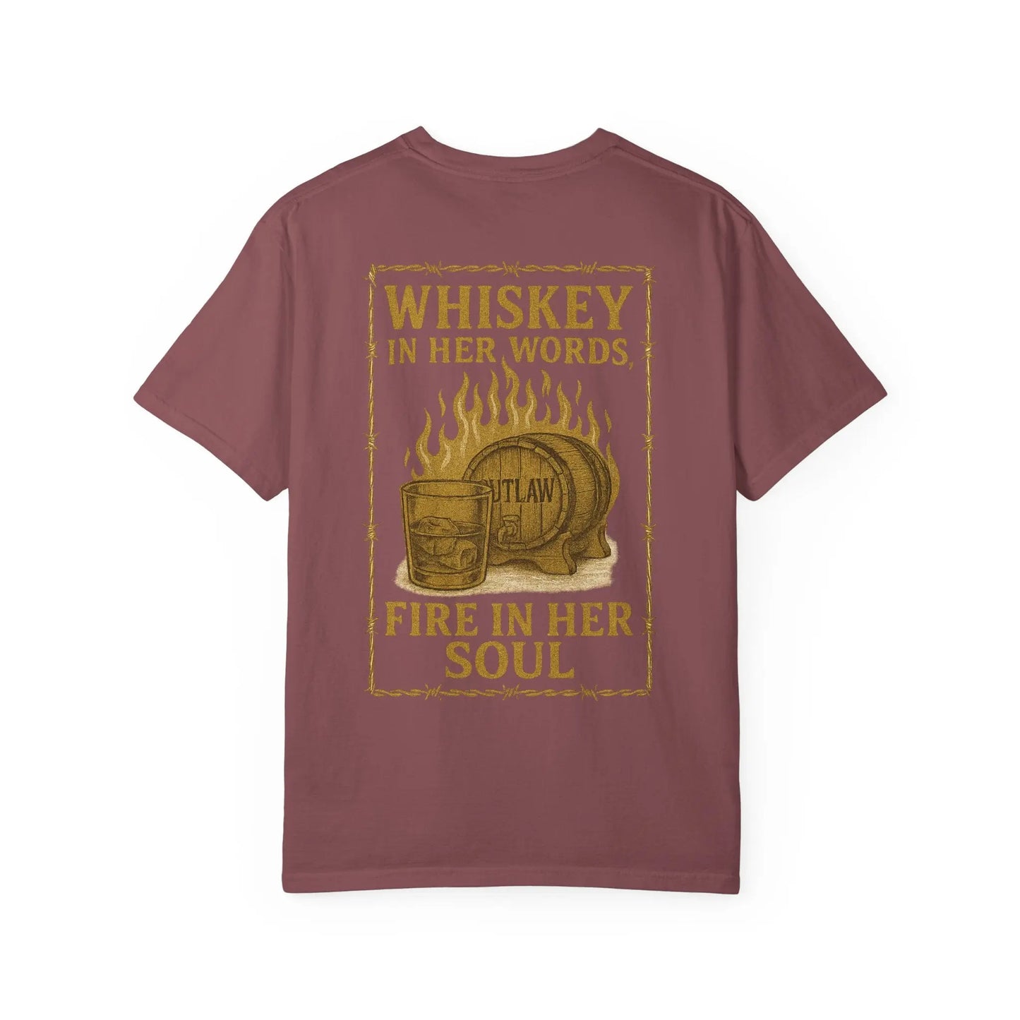 Whiskey in Her Words, Fire in Her Soul Tee Printify