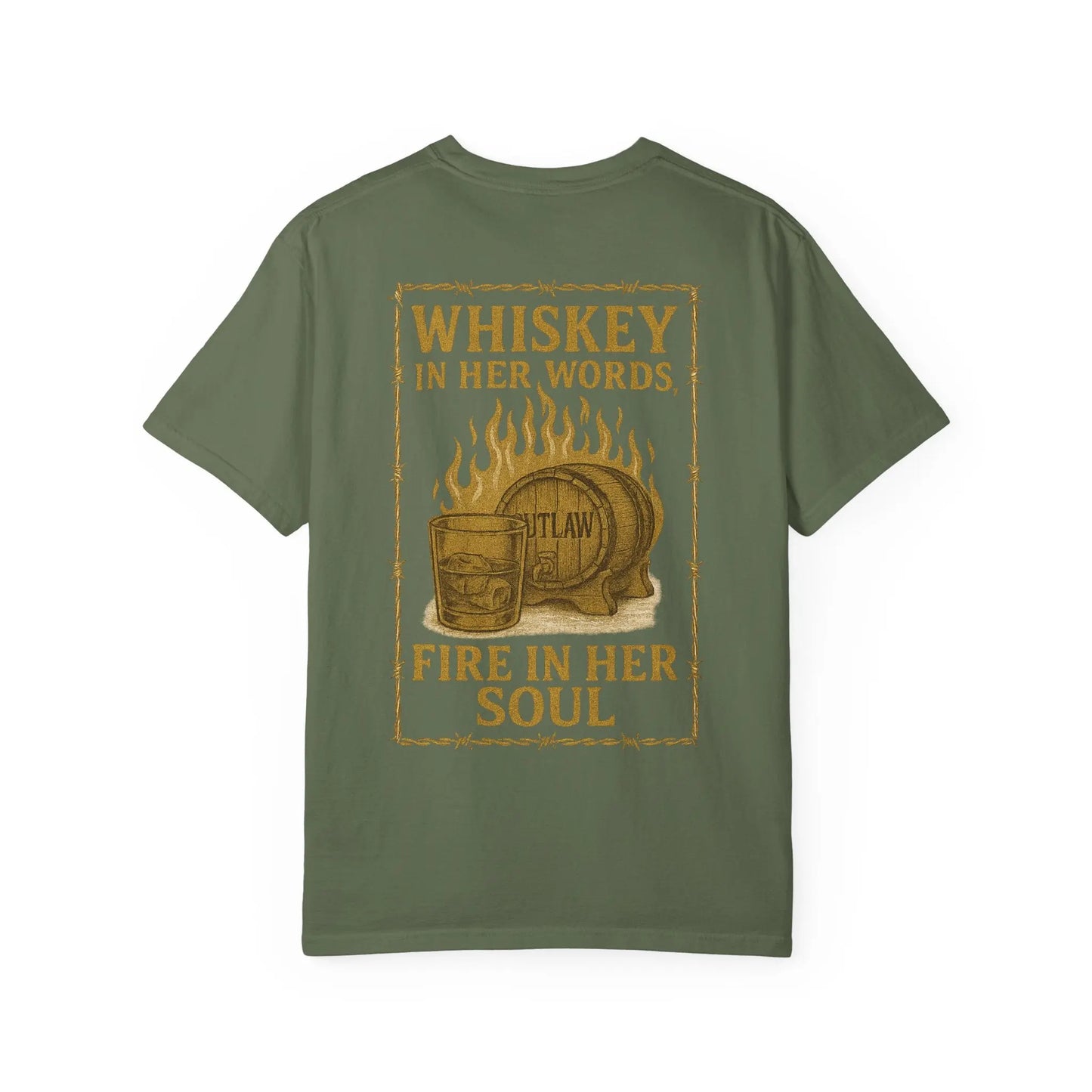 Whiskey in Her Words, Fire in Her Soul Tee Printify