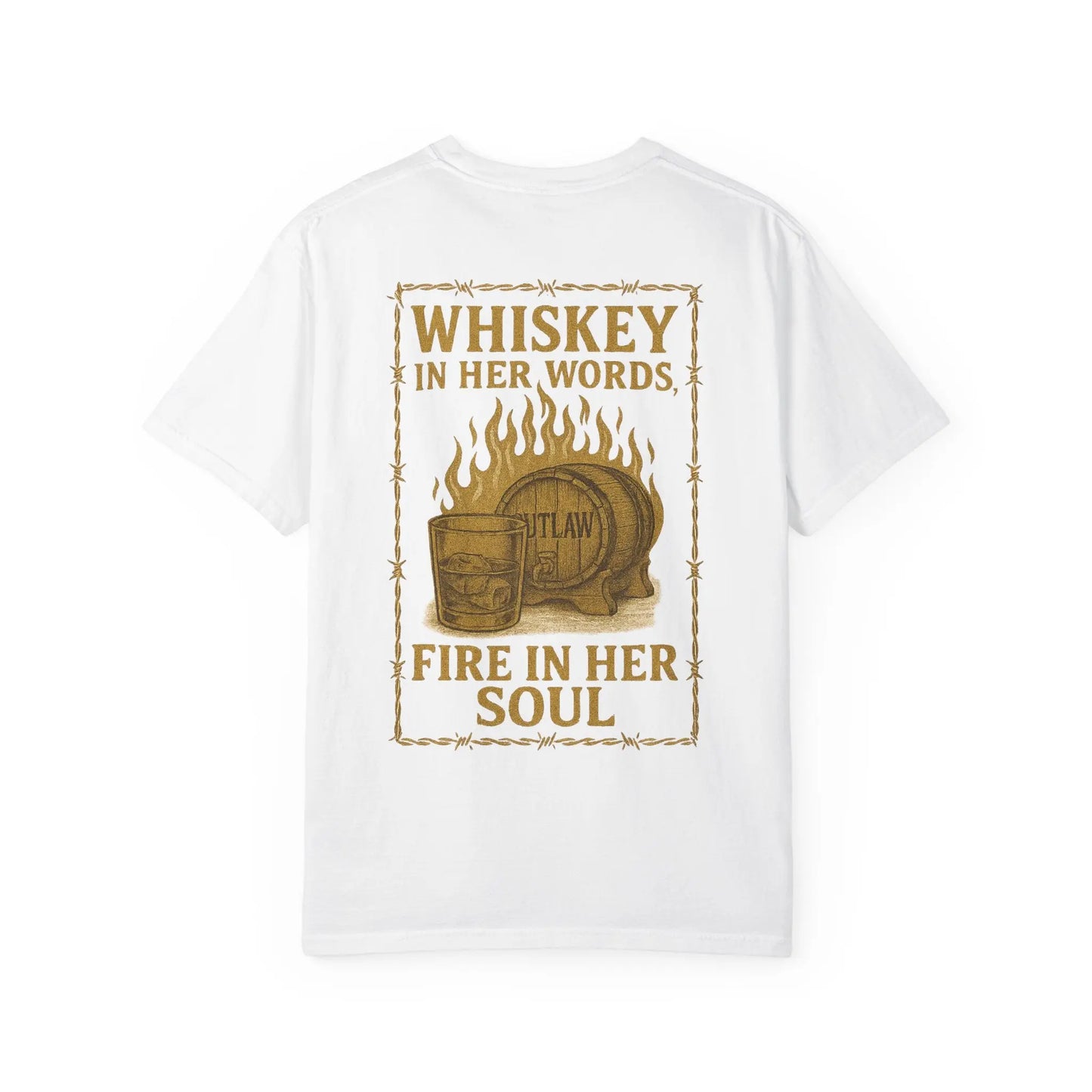Whiskey in Her Words, Fire in Her Soul Tee Printify