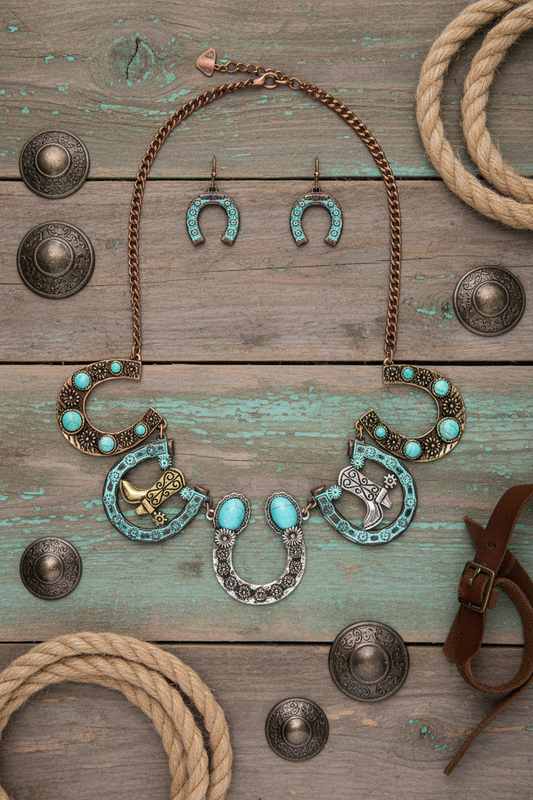 Turquoise Horseshoe Statement Set