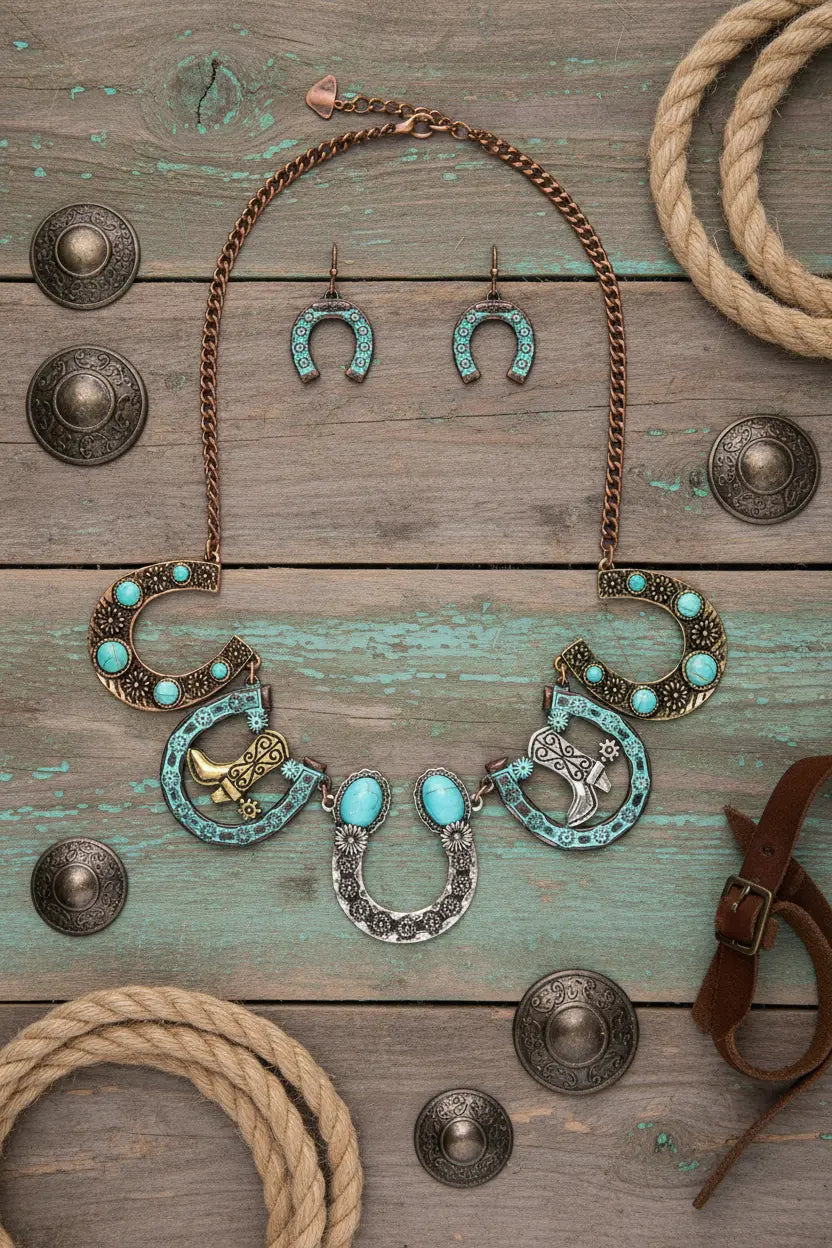 Turquoise Horseshoe Statement Set LA Jewelry Plaza