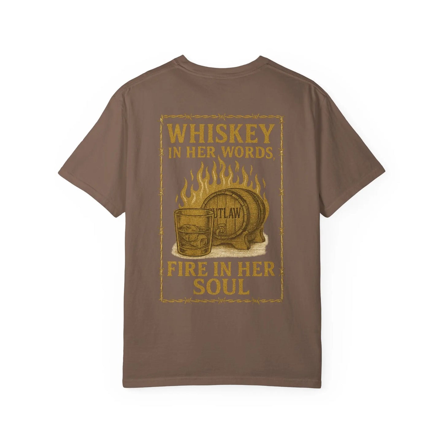 Whiskey in Her Words, Fire in Her Soul Tee Printify