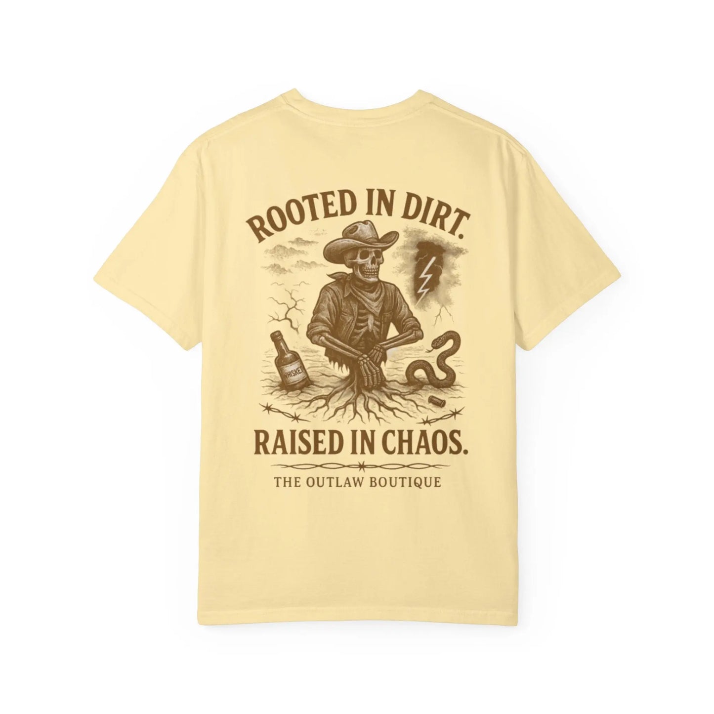 Rooted in Dirt Raised in Chaos Tee Printify