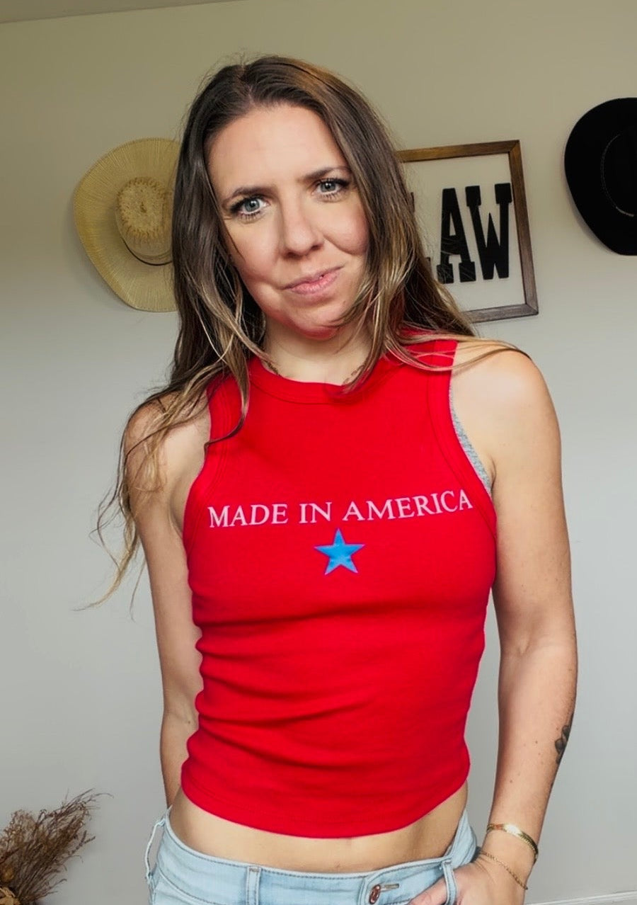 Made In America Ribbed Racerback Tank
