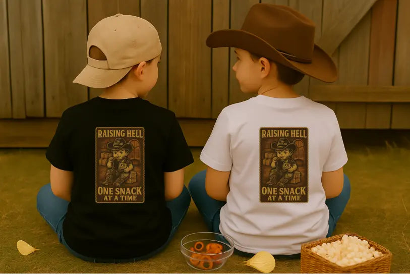 Raising Hell & Snacks Cowboy Tee Printify
