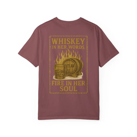 Whiskey in Her Words, Fire in Her Soul Tee Printify