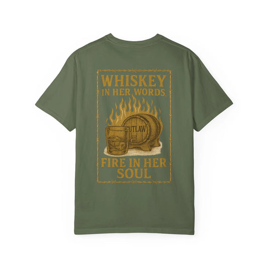 Whiskey in Her Words, Fire in Her Soul Tee Printify