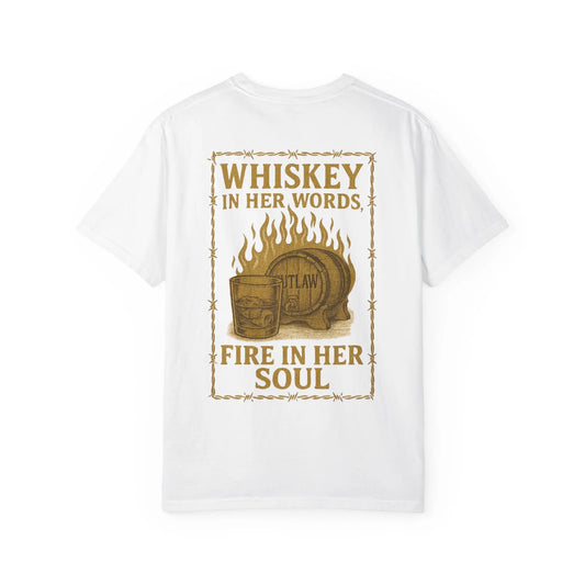 Whiskey in Her Words, Fire in Her Soul Tee Printify