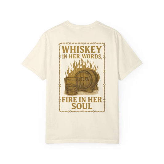 Whiskey in Her Words, Fire in Her Soul Tee Printify