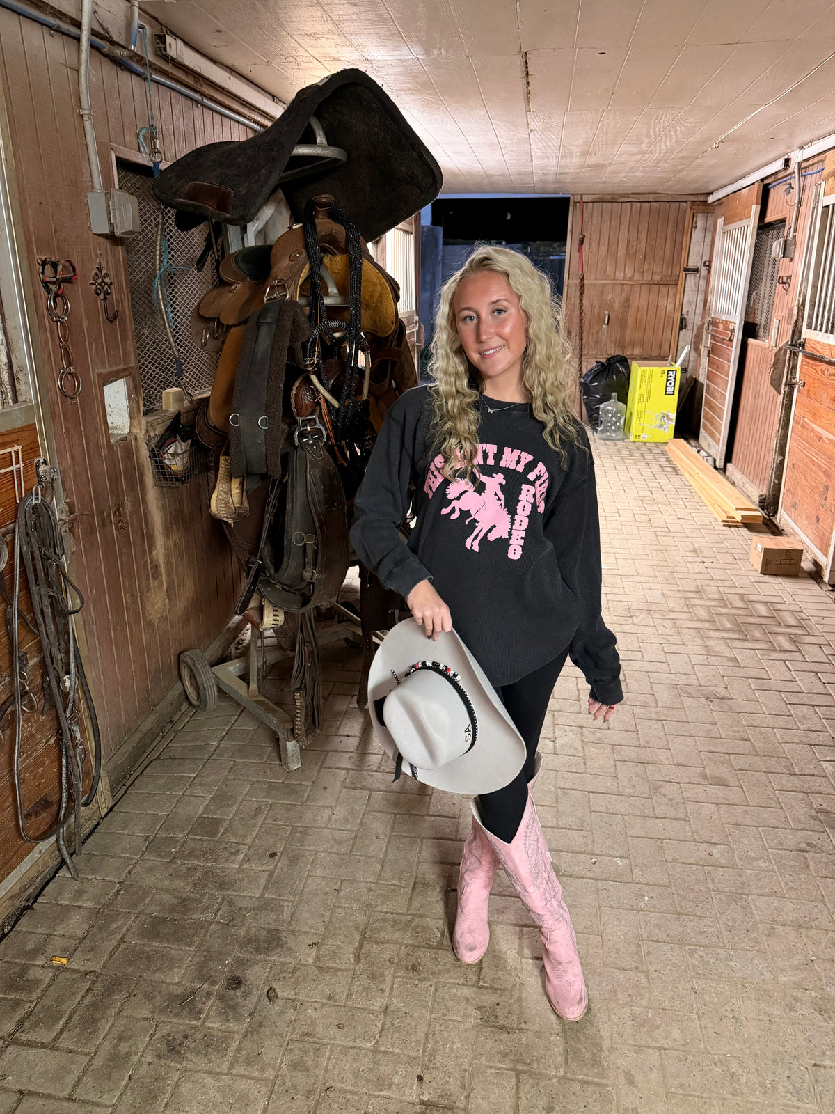 This Ain't My First Rodeo Waffle Thermal Knit