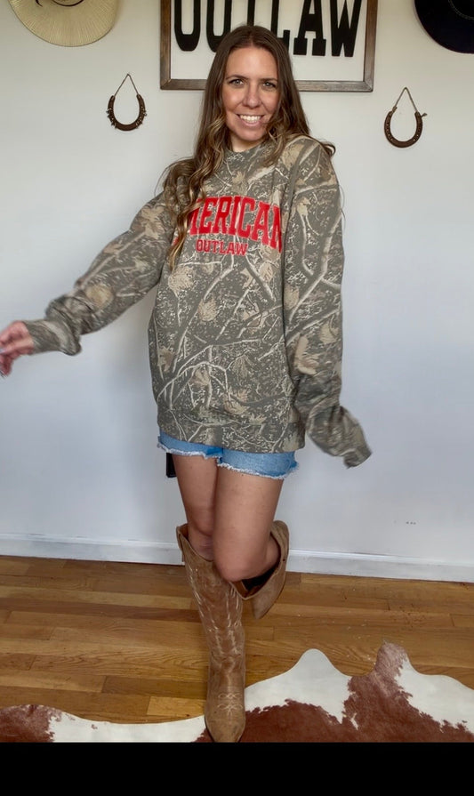 American Outlaw Camo Crewneck