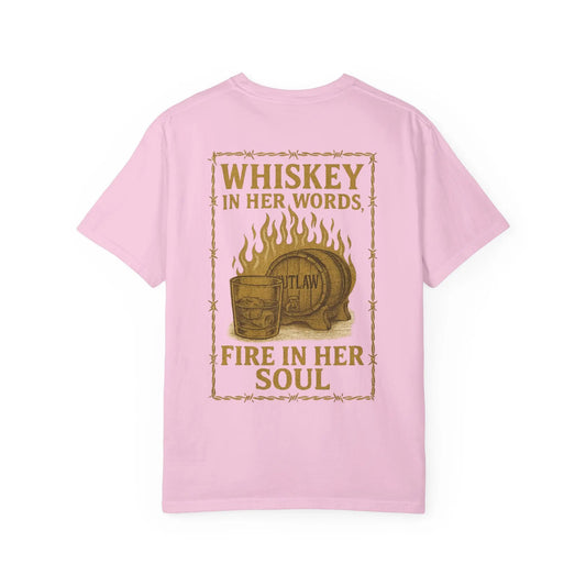 Whiskey in Her Words, Fire in Her Soul Tee Printify