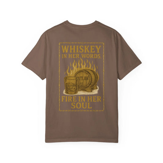 Whiskey in Her Words, Fire in Her Soul Tee Printify