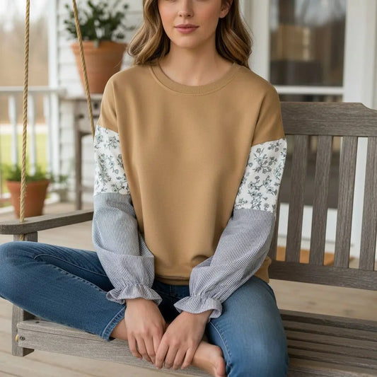 Floral & Stripes Sweater JUNIPER BLVD