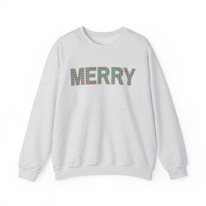 MERRY Plaid Crewneck