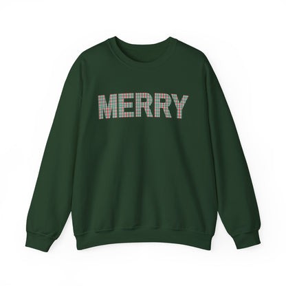 MERRY Plaid Crewneck