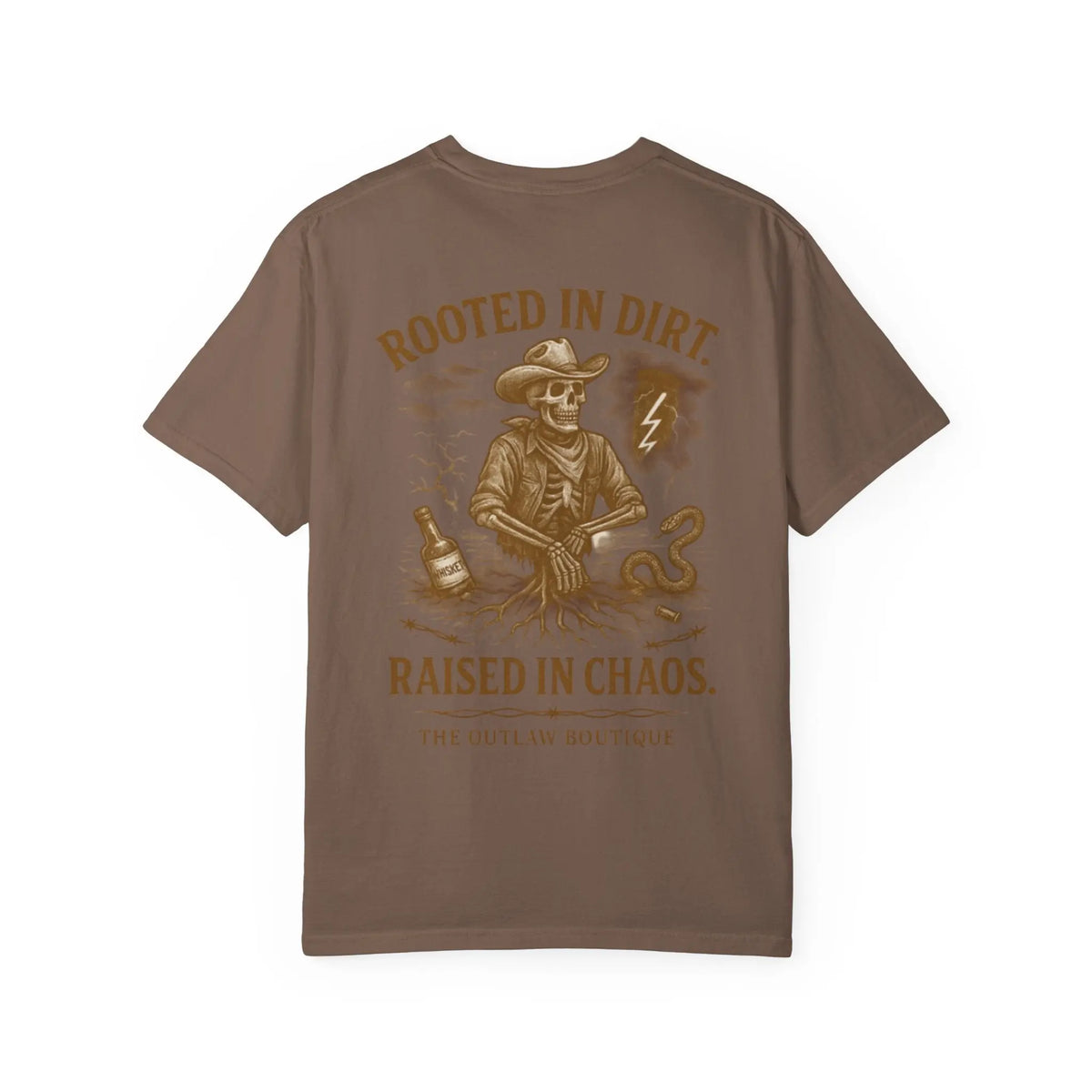 Rooted in Dirt Raised in Chaos Tee Printify