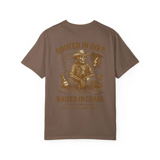 Rooted in Dirt Raised in Chaos Tee Printify