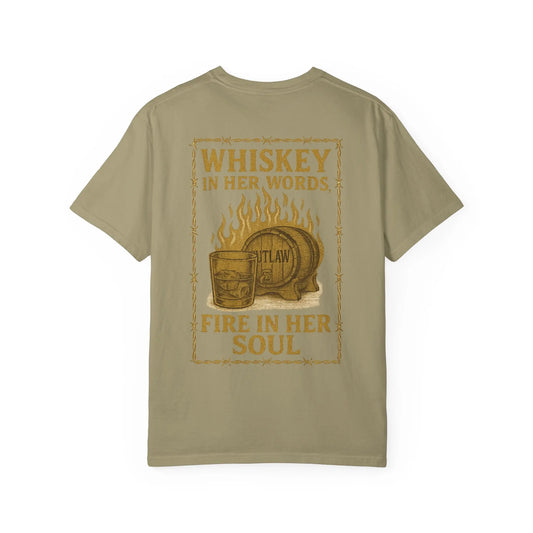Whiskey in Her Words, Fire in Her Soul Tee Printify