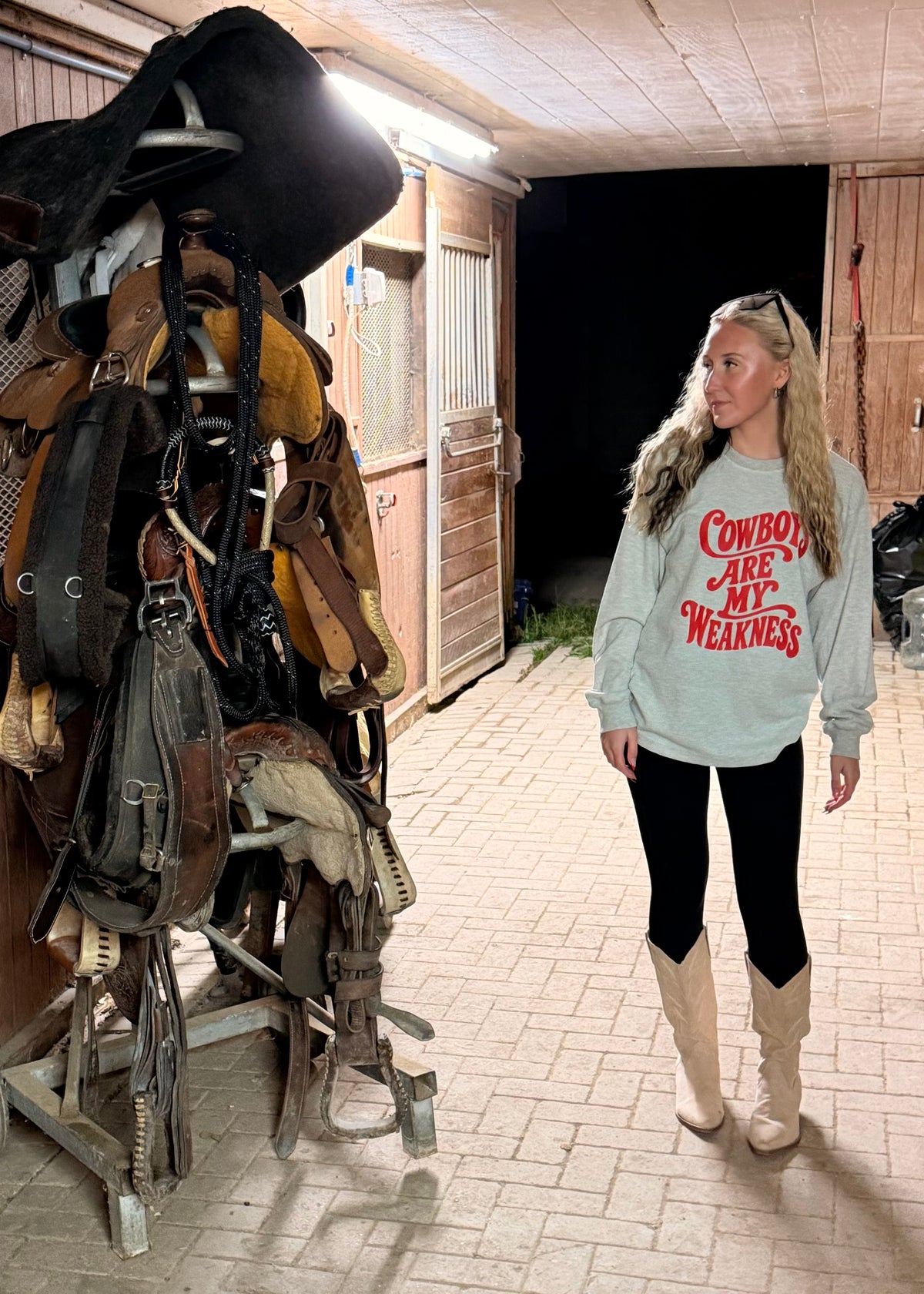 Cowboys Are My Weakness Waffle Thermal Knit
