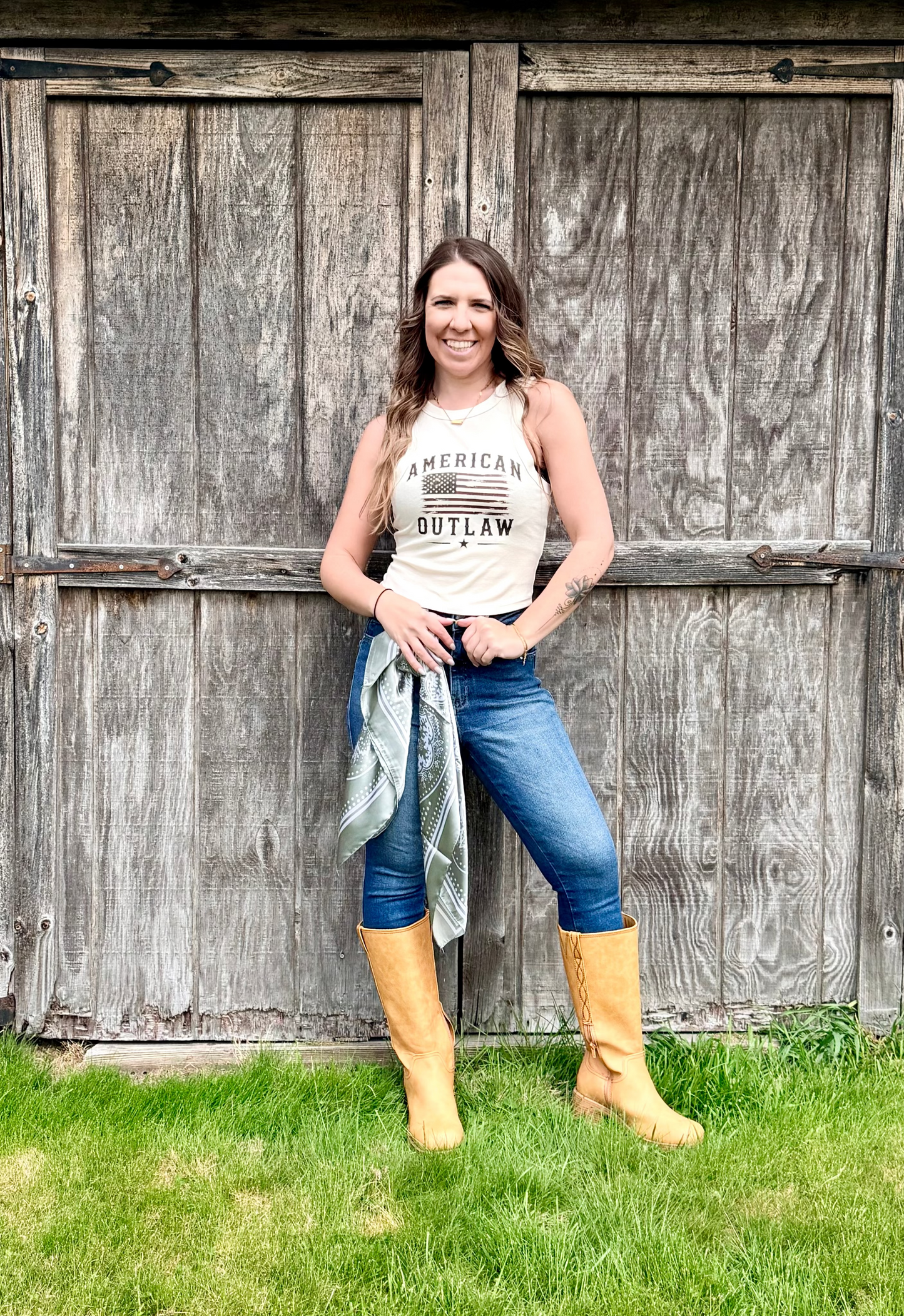 American Outlaw Ribbed Racerback Tank