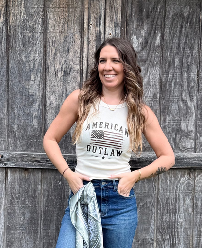 American Outlaw Ribbed Racerback Tank