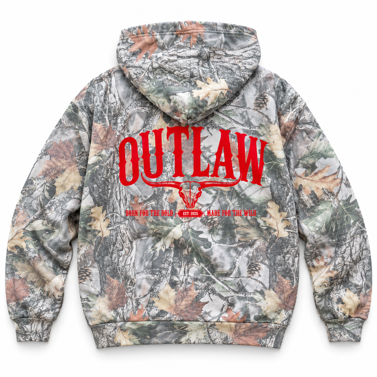 Outlaw Born For The Bold Vintage Wood Camo Hoodie