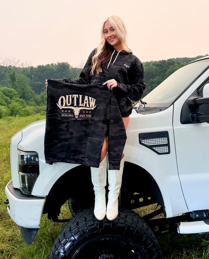 Outlaw Club Black Camo Lightweight Hoodie