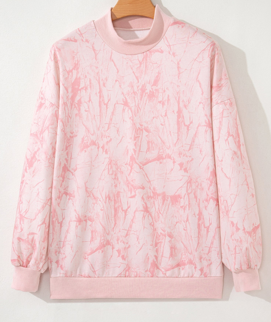 Camo Mock Neck Baggy Sweatshirt