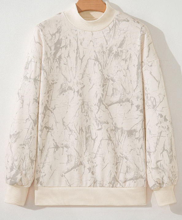 Camo Mock Neck Baggy Sweatshirt