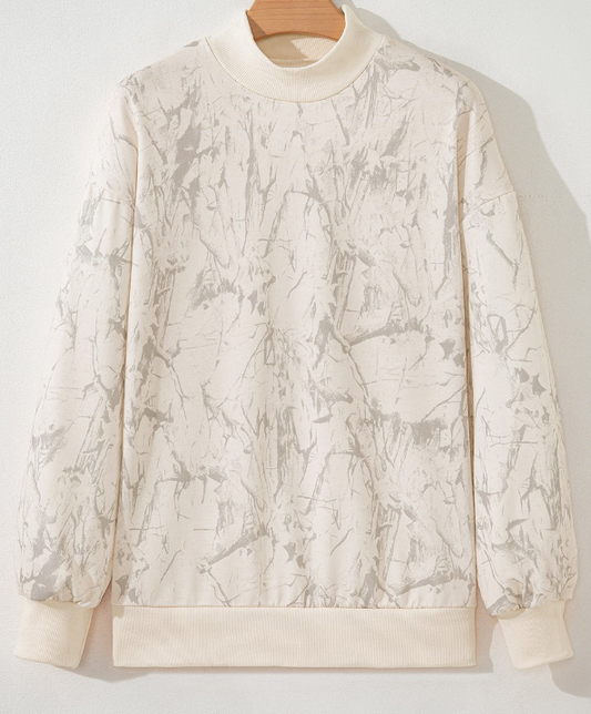 Camo Mock Neck Baggy Sweatshirt