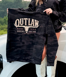 Outlaw Club Black Camo Lightweight Hoodie