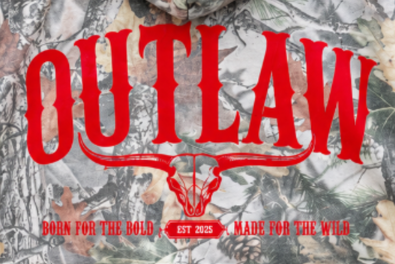 Outlaw Born For The Bold Vintage Wood Camo Hoodie